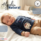 Conjunto 2 Piezas Buzo Pantalón Y Polerón De Algodón Azul León Bebé Niño