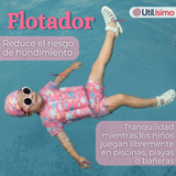 Traje de Baño Flotador Enterito Con Gorro Niña 2 Piezas 9 a 36 Meses Pink Sea