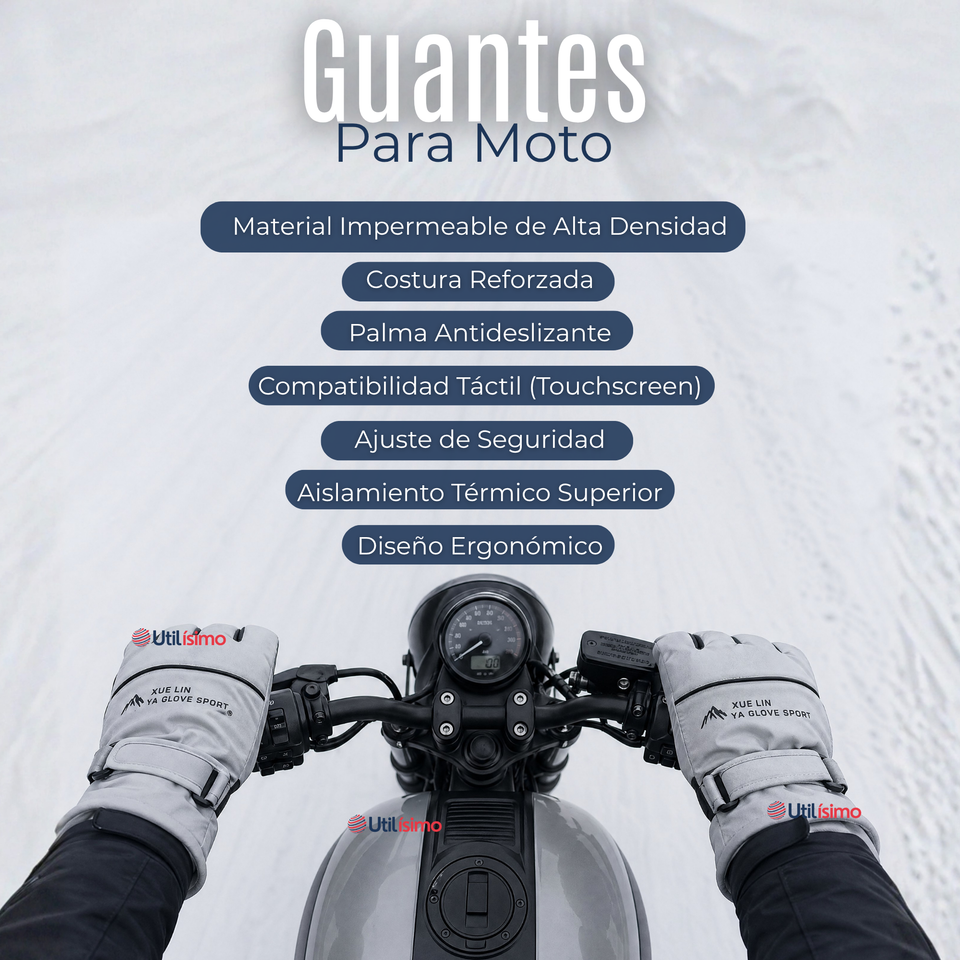 Guantes Para Moto Impermeables Gris Touchscreen Antideslizantes Térmicos
