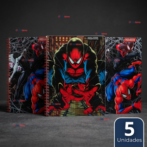 Pack 5 Cuadernos Universitarios SpiderMan 100 Hojas Proarte Diseño Surtido