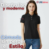 Polera Pique Premium 200g Manga Corta 100% Algodón Textura Suave Chemise Negro Mujer