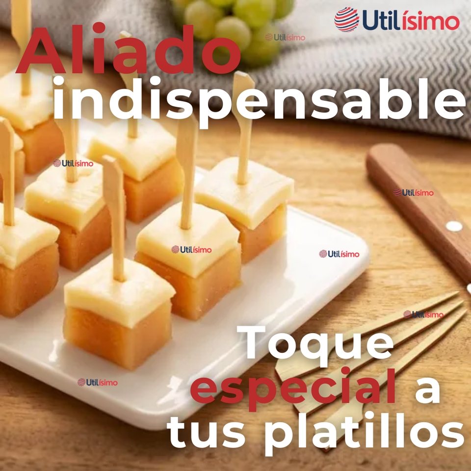 Pack 100 Piezas Brochetas De Bambú Bandera Cóctel 15cm