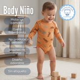 Pack 5 Bodys Manga Larga 100% Algodón Bebé Niño Dino Aventure