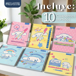 Pack 10 Cuadernos Universitarios Cinnamoroll 100 Hojas Proarte Diseño Surtido