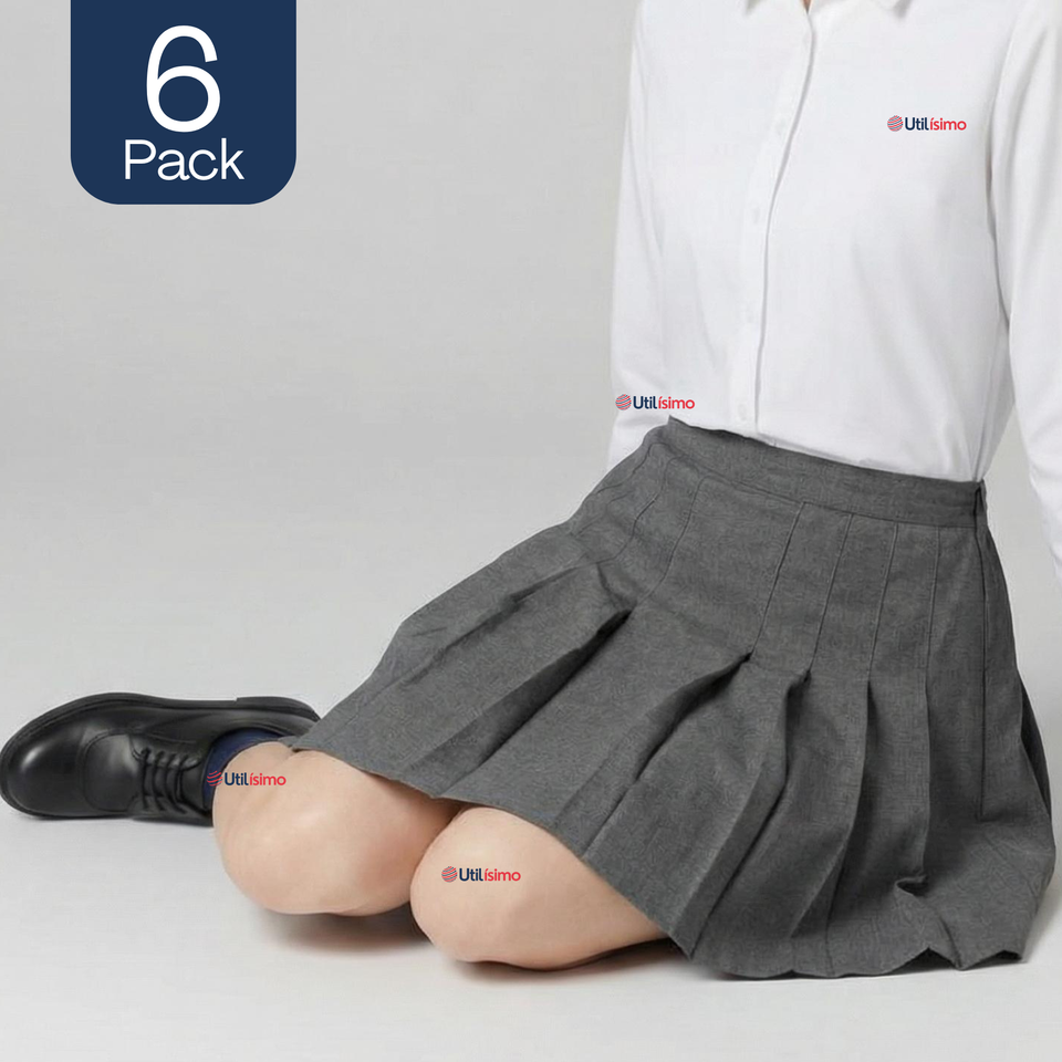 Pack 6 Falda Escolar Gris Niña Poliéster