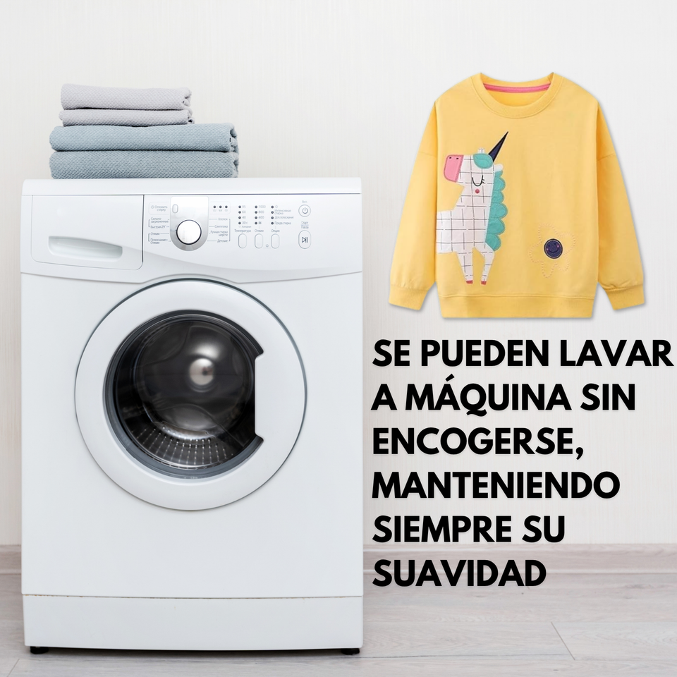 Polerón Algodón Cuello Redondo Niña Amarillo Unicornio