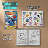 Pack 3 Libros Para Colorear Pintar  Educativo Con Stickers Diseños Surtidos