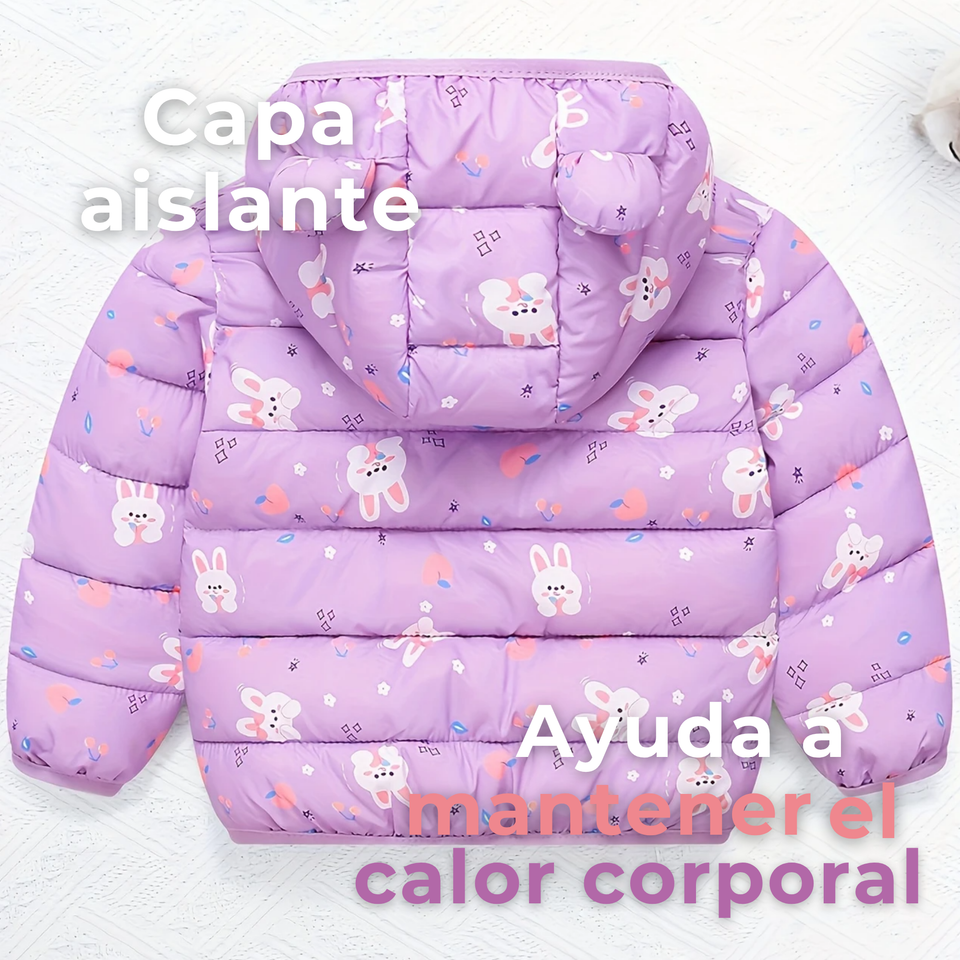 Parka Térmica Con Capucha Y Orejitas Estampado Conejito Niña