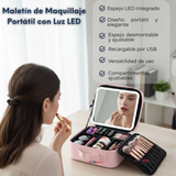 Estuche Maquillaje 2 en 1 Bolso Cosmetiquero Espejo Con Luz Led Organizador