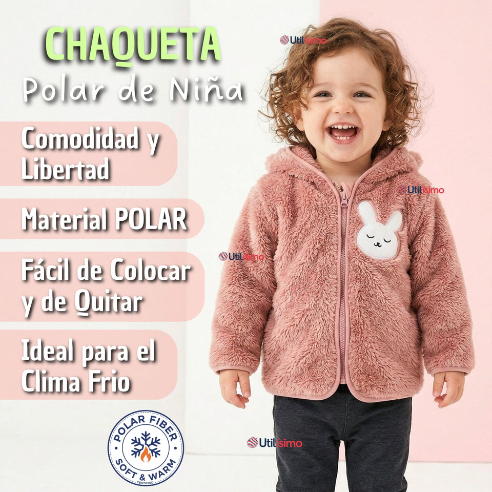 Polerón Con Capucha Forro Polar Bebe Niña Conejo Abrigo Invierno