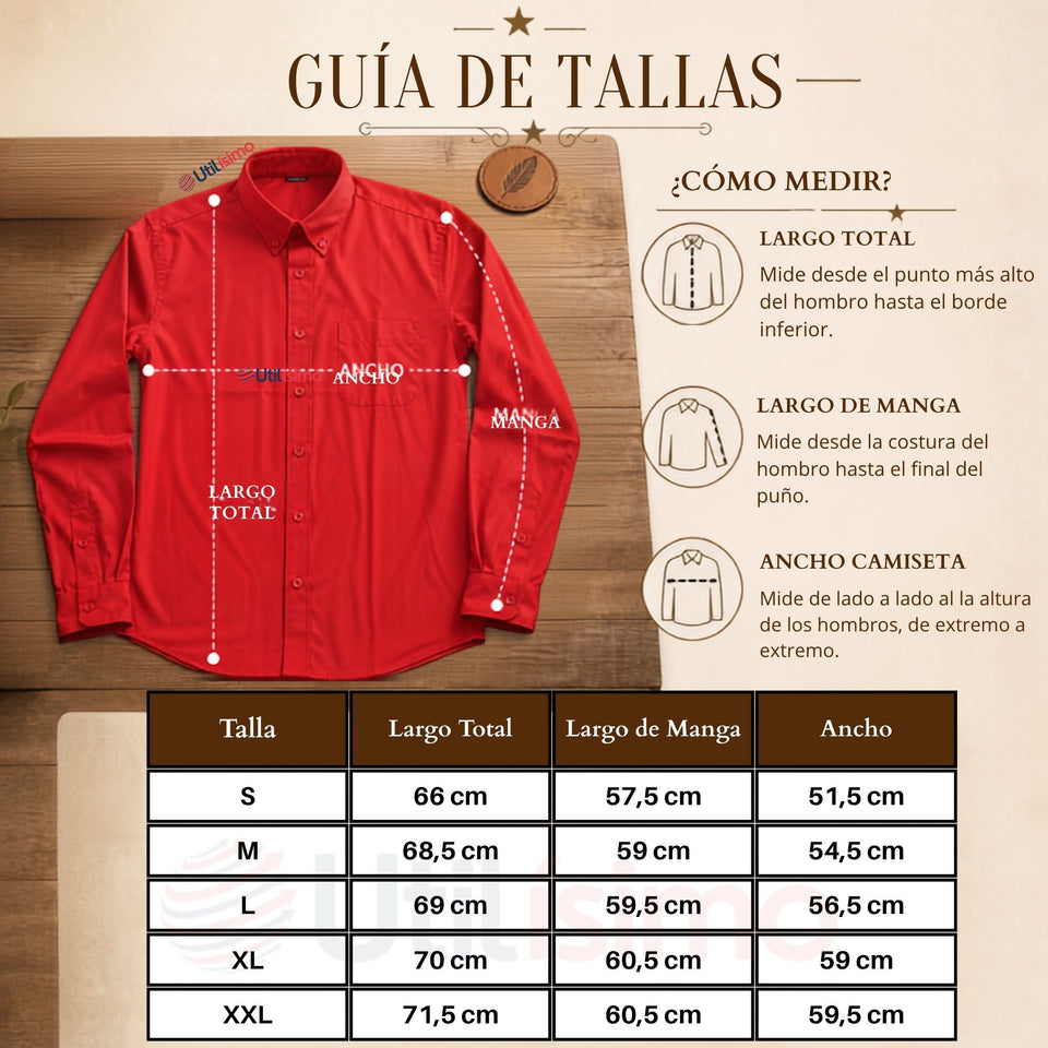 Camisa Roja Huaso Hombre Clásica Regular Fit Fiestas Patrias