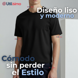 Polera Camiseta 100% Algodón Premium Manga Corta Básico Negro Hombre
