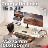 Soporte Brazo Doble Articulado Para Monitor Y Notebook Escritorio 15 a 33 Pulgadas 15 17 19 22 24 27 28 29 30 32