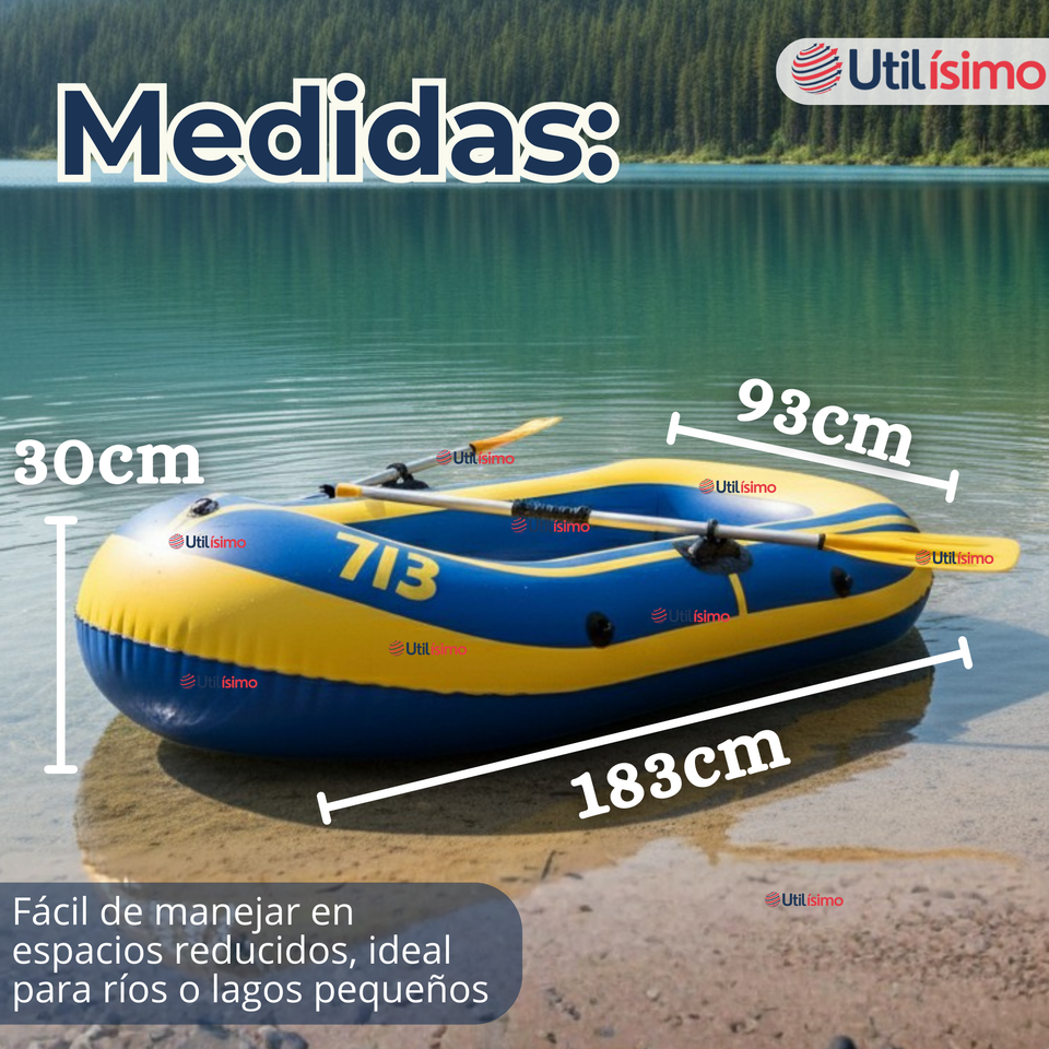 Bote Inflable Kayak + Remos + Bombín + Parches Capacidad 160kg 183x93cm