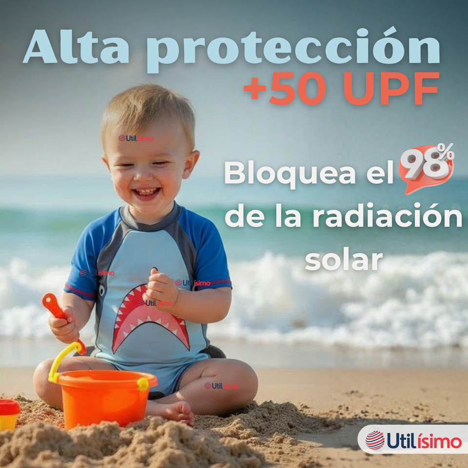 Traje de baño Enterito Con Cremallera Niño de 2 a 6 años Blue Shark