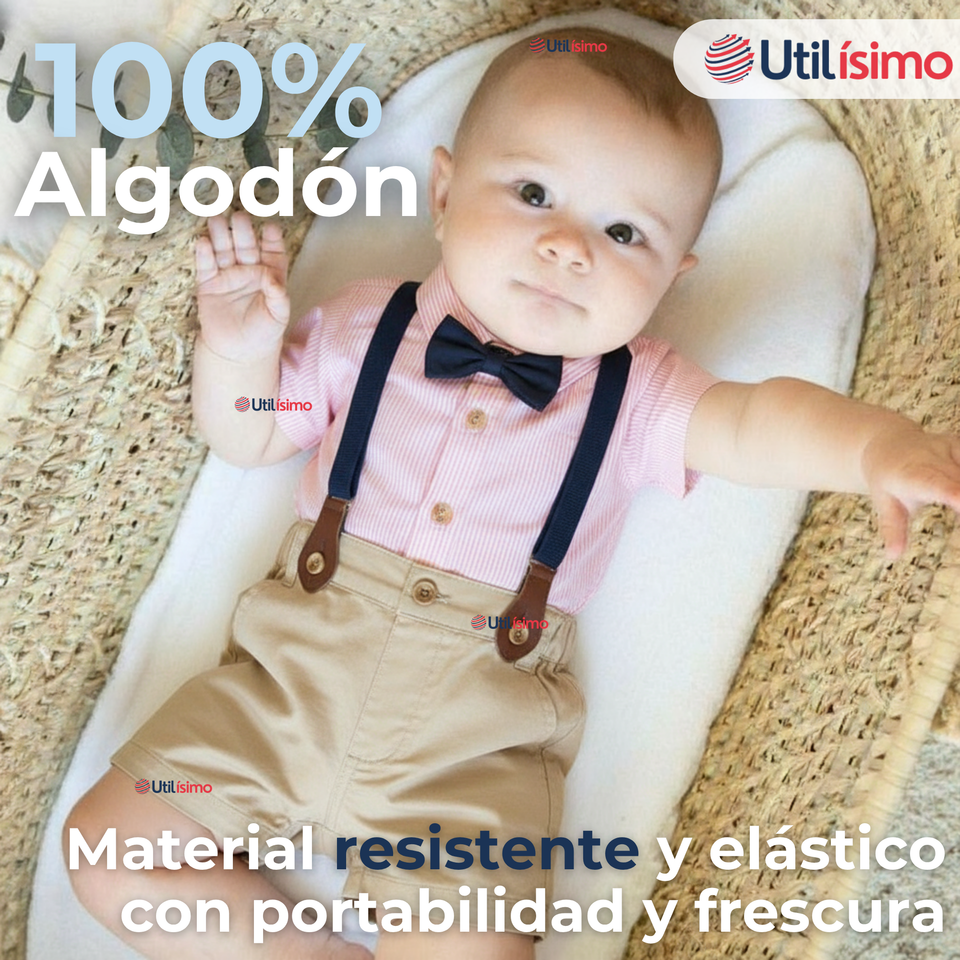 Conjunto de Vestir con Tirantes Camisa Pantalón Corto Algodón Niño