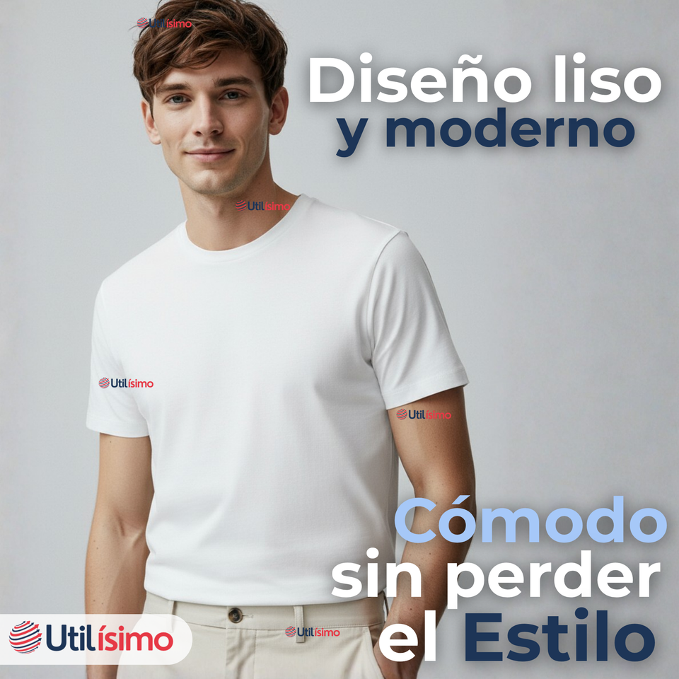 Polera Camiseta 150g Manga Corta 100% Algodón Textura Suave Blanco Hombre