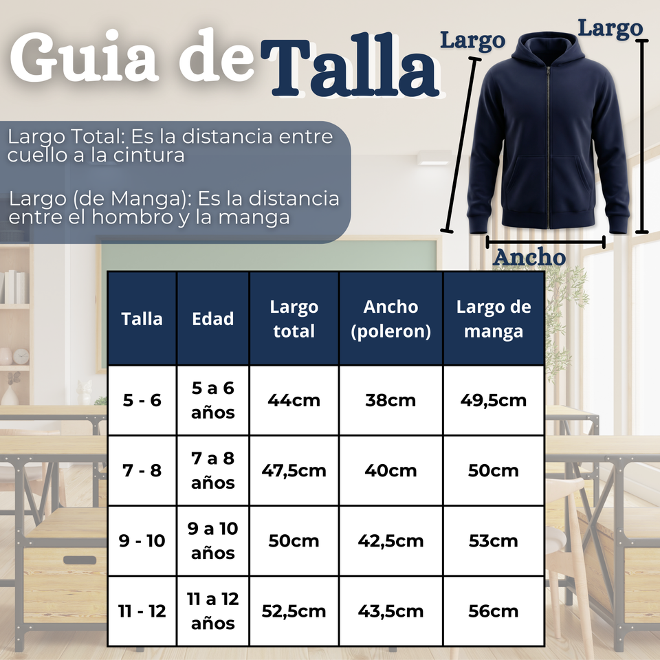 Polerón Escolar Polar Con Capucha Niña Unisex Azul 5 a 12 años