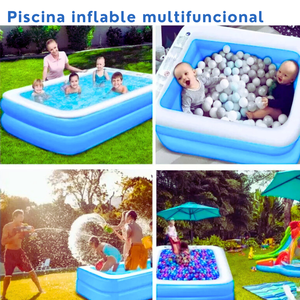 Piscina Inflable Rectangular Familiar 200x120x40 Cm Azul