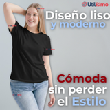 Polera Camiseta 100% Algodón Premium Manga Corta Básico Negro Mujer