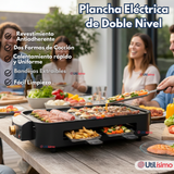 Parrilla Eléctrica de mesa Raclette 2 En 1 Sin Humo 1500w de Potencia Negra