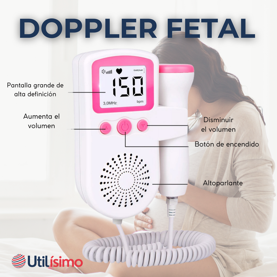 Monitor Fetal Doppler Latidos Fetales Corazón Bebé Blanco Rosa