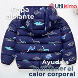 Parka Térmica Con Capucha Y Orejitas Estampado Dinosaurio Niño