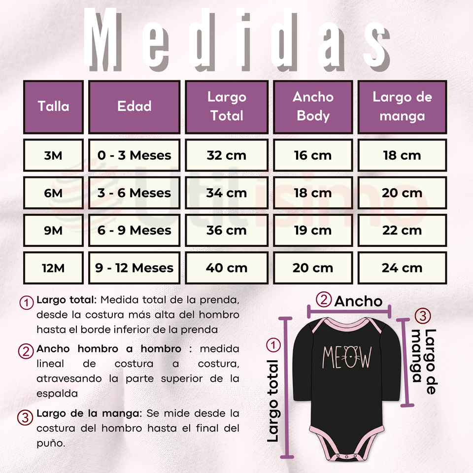 Pack 5 Bodys Manga Larga 100% Algodón Tedmimak Lilac Cats Bebé Niña