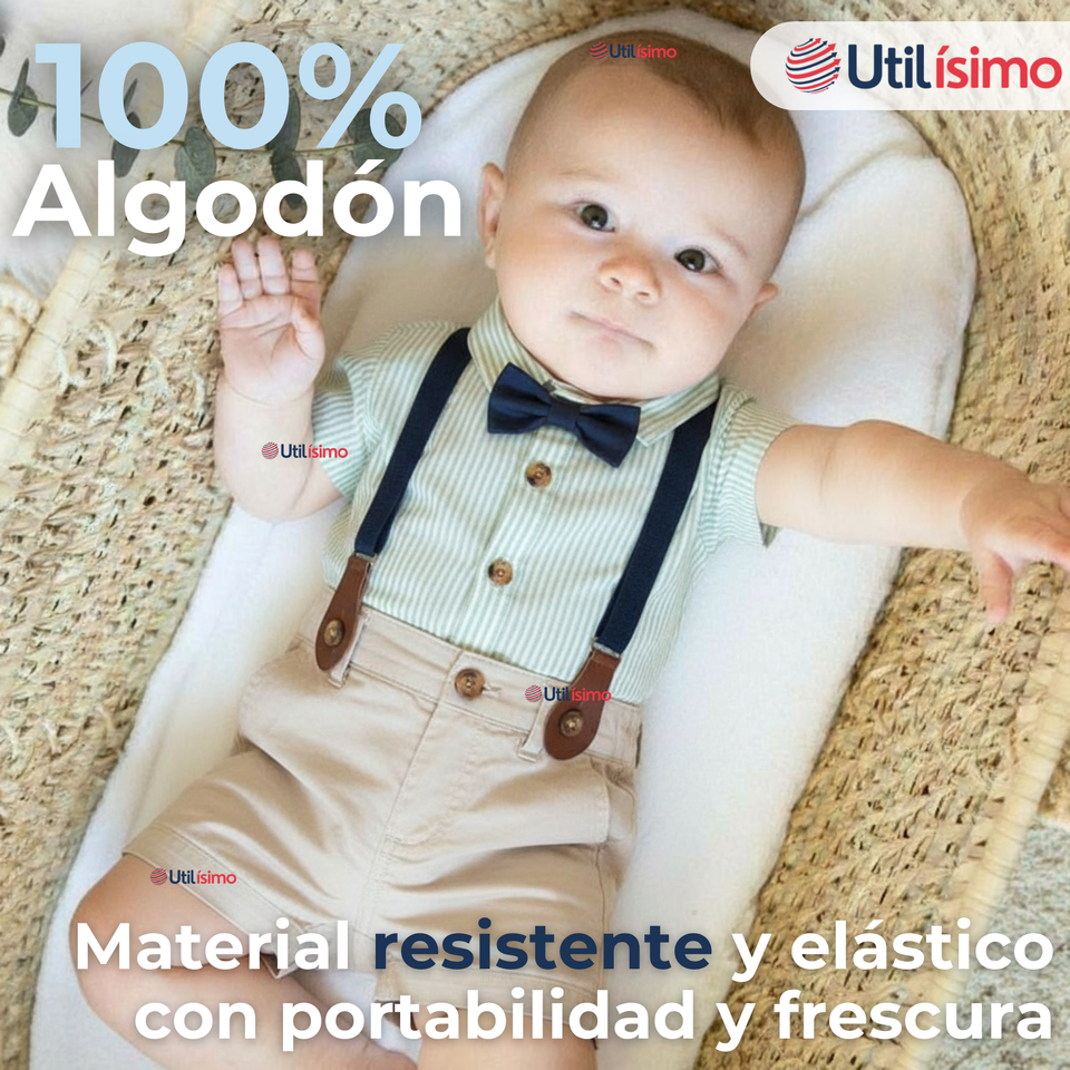 Conjunto de Vestir con Tirantes Camisa Pantalón Corto Algodón Niño