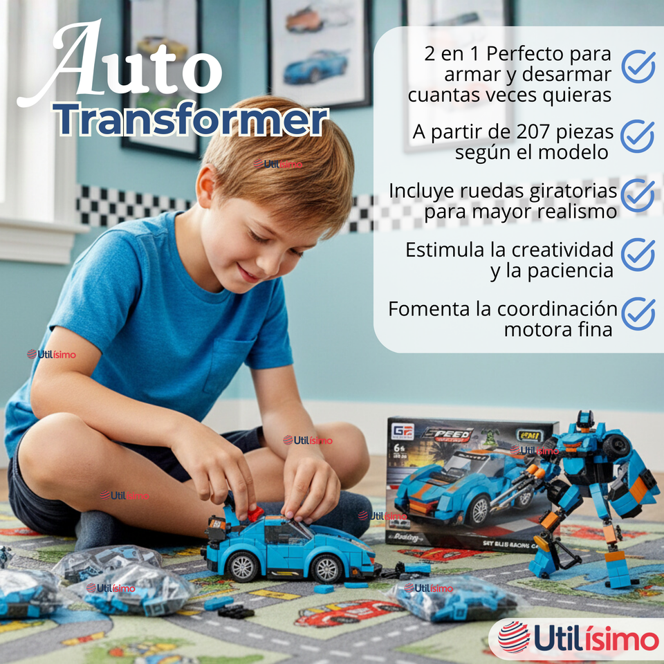 Auto Transformers Coche De Carreras Armable 203 Piezas Juguete Niño Modelos Y Colores Surtidos
