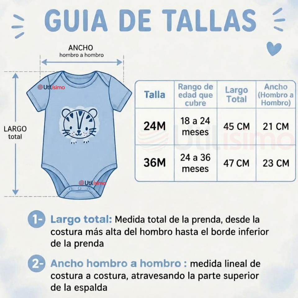 Pack 5 Bodys Manga Corta %100 Algodón Tedmimak Niño Blue Jungle
