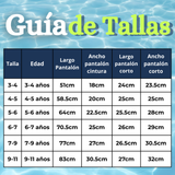 Traje De Baño Manga Larga Con Pantalón Largo y Pantalón Corto Niño de 3 a 11 Años Blue Surf