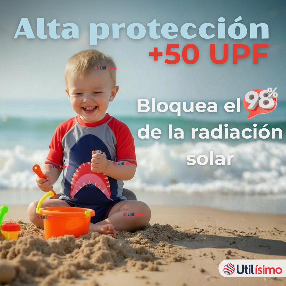 Traje de baño Enterito Con Cremallera  Niño de 2 a 6 años Red Shark