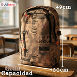 Mochila Escolar + Estuche + Lonchera 49cm Tela Oxford Cafe Claro Niño