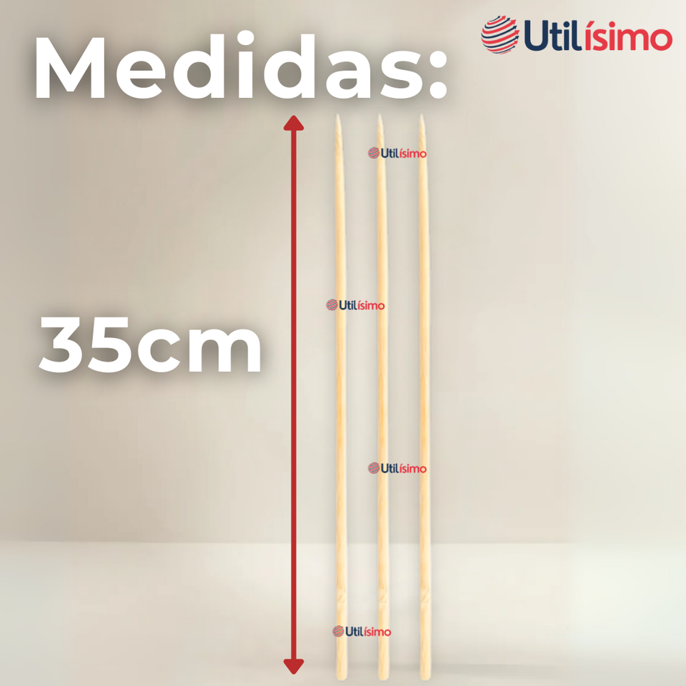 Pack 45 Piezas Brochetas Para Anticuchos Pinchos Bambú Palillos 35cm