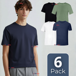 Pack 6 Camisetas Poleras 100% Bambú Básicas Lisa Elástica Hombre Colores Surtidos