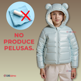 Parka Con Capucha Mangas Larga Niña Metallic Light Blue