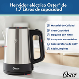 Hervidor eléctrico Oster® de acero inoxidable 1.7 lt BVSTKE671