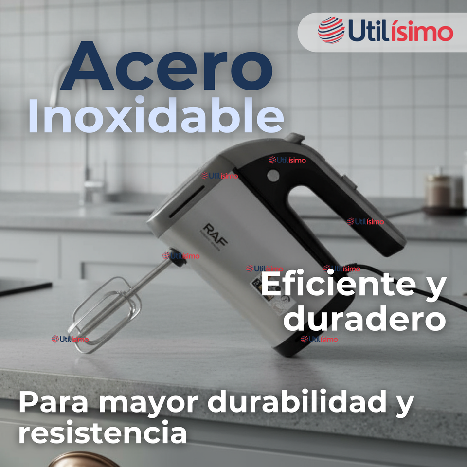 Batidora Electrica 5 Velocidades De Mano RAF Acero Inoxidable Mutifuncional