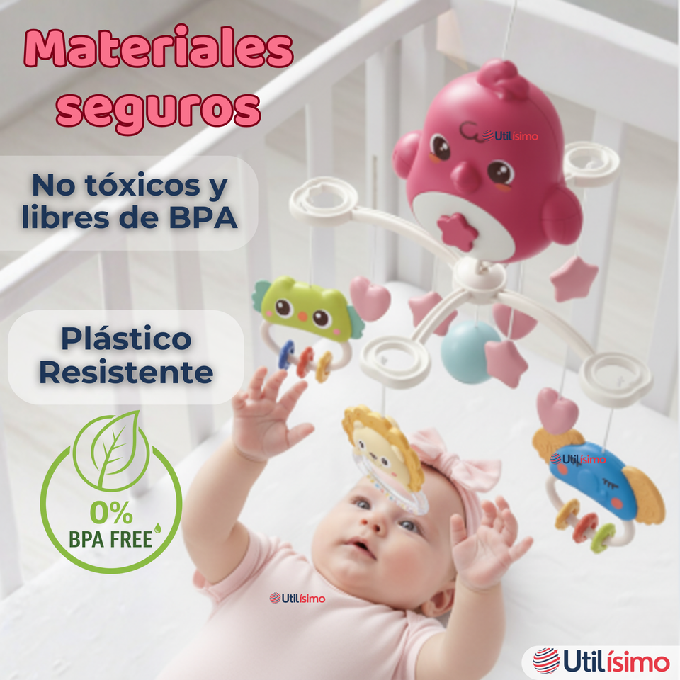 Móvil Giratorio Musical Proyector Bebé Niña Rosado