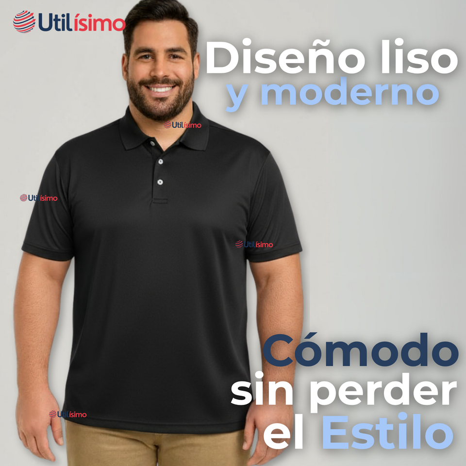 Polera Pique Premium 200g Manga Corta 100% Algodón Textura Suave Chemise Negro Hombre