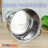 Mini Batería de Cocina 10 Piezas de Acero Inoxidable con Tapa de Vidrio Templado