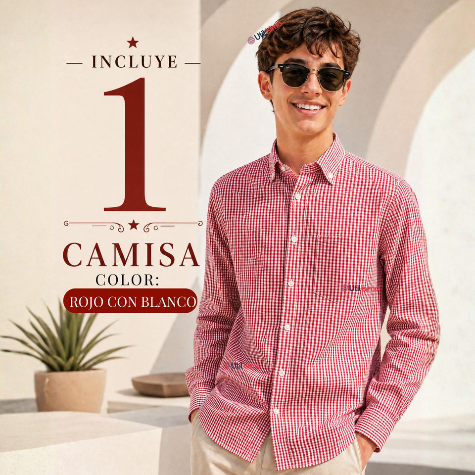 Camisa Cuadrille Clásico Juvenil Roja Regular Fit