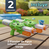 Pack 2 Pistolas Lanza Agua Dinosaurio Color Verde Juguete 40cm Niño