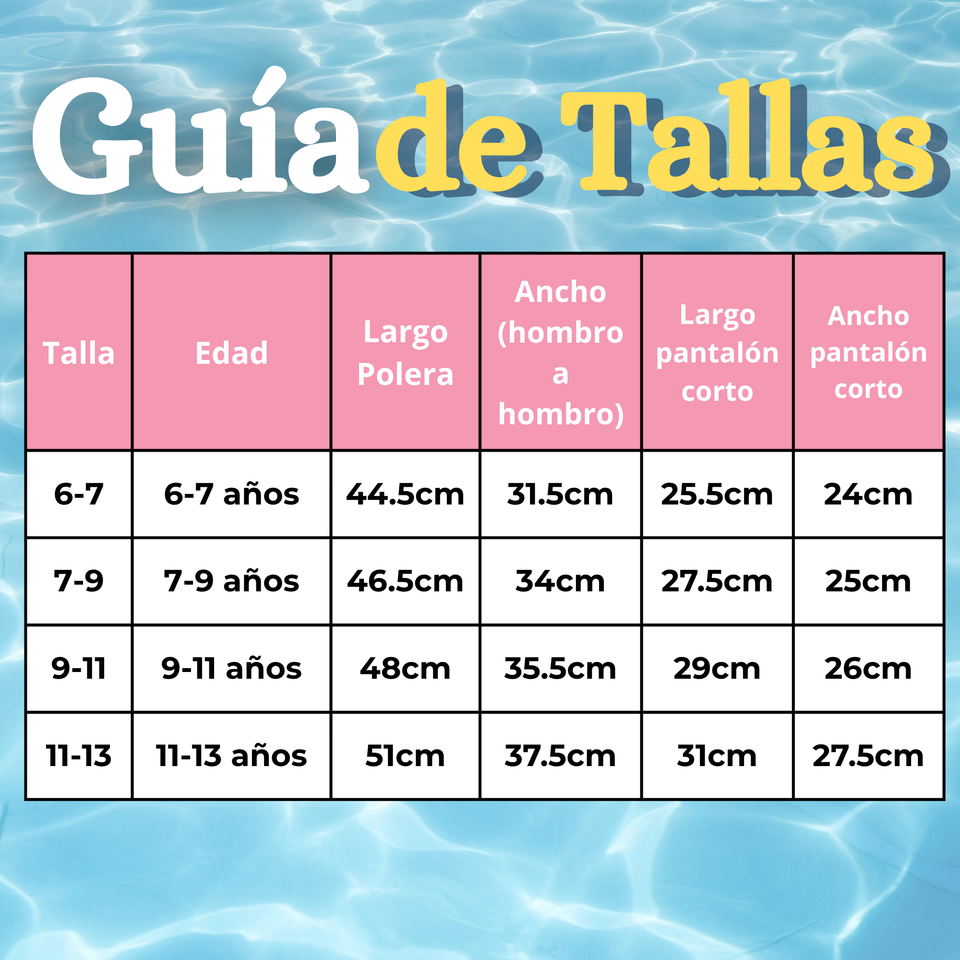 Traje De Baño Manga Corta y Pantalón Corto Con Falda 2 Piezas Niña de 6 a 13 Años Pink Beach