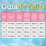Traje De Baño Manga Corta y Pantalón Corto Con Falda 2 Piezas Niña de 6 a 13 Años Pink Beach