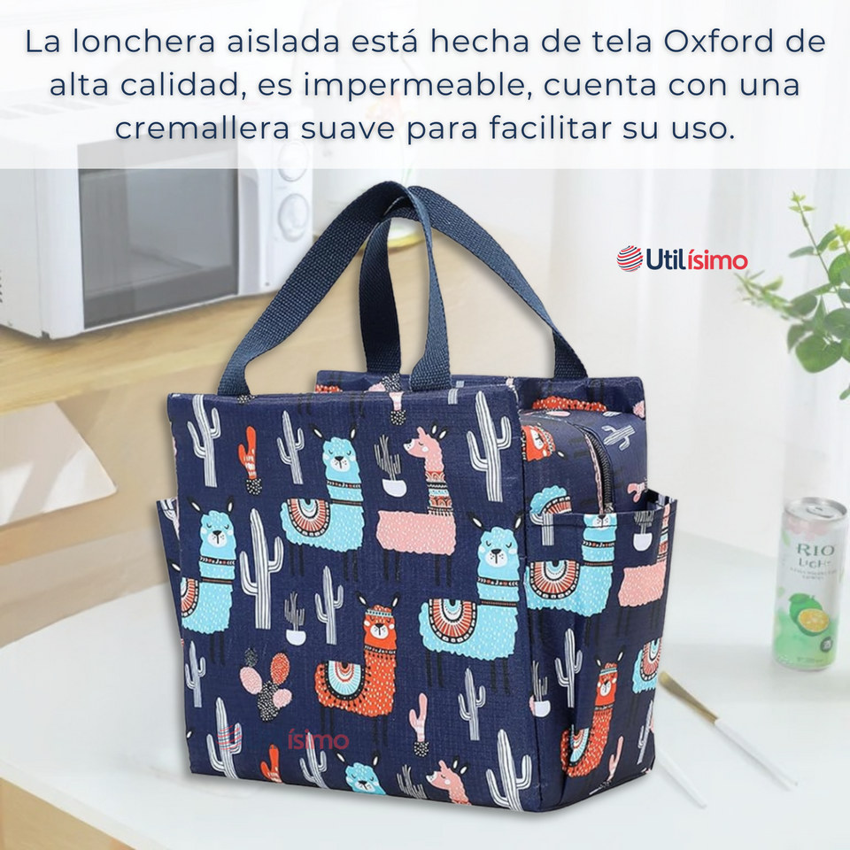 Lonchera Térmica Portátil Estampada Impermeable con Aislamiento