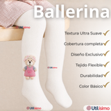 Panty 3D Osito Blanco Tejida Niña Ballerina 78% Algodón Premium