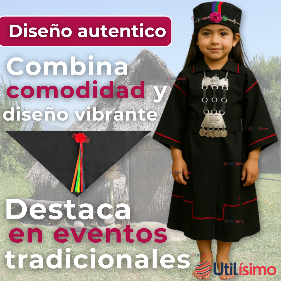 Traje Vestido Mapuche Niña Incluye Trapelacucha 0 Meses hasta Talla S Vestimenta Típica