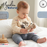Conjunto 2 Piezas Buzo Pantalón Y Polerón De Algodón Beige Bebé Niño